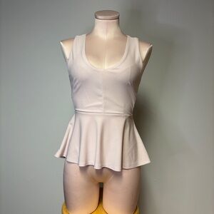Revamped Baby Pink Peplum Tank Top